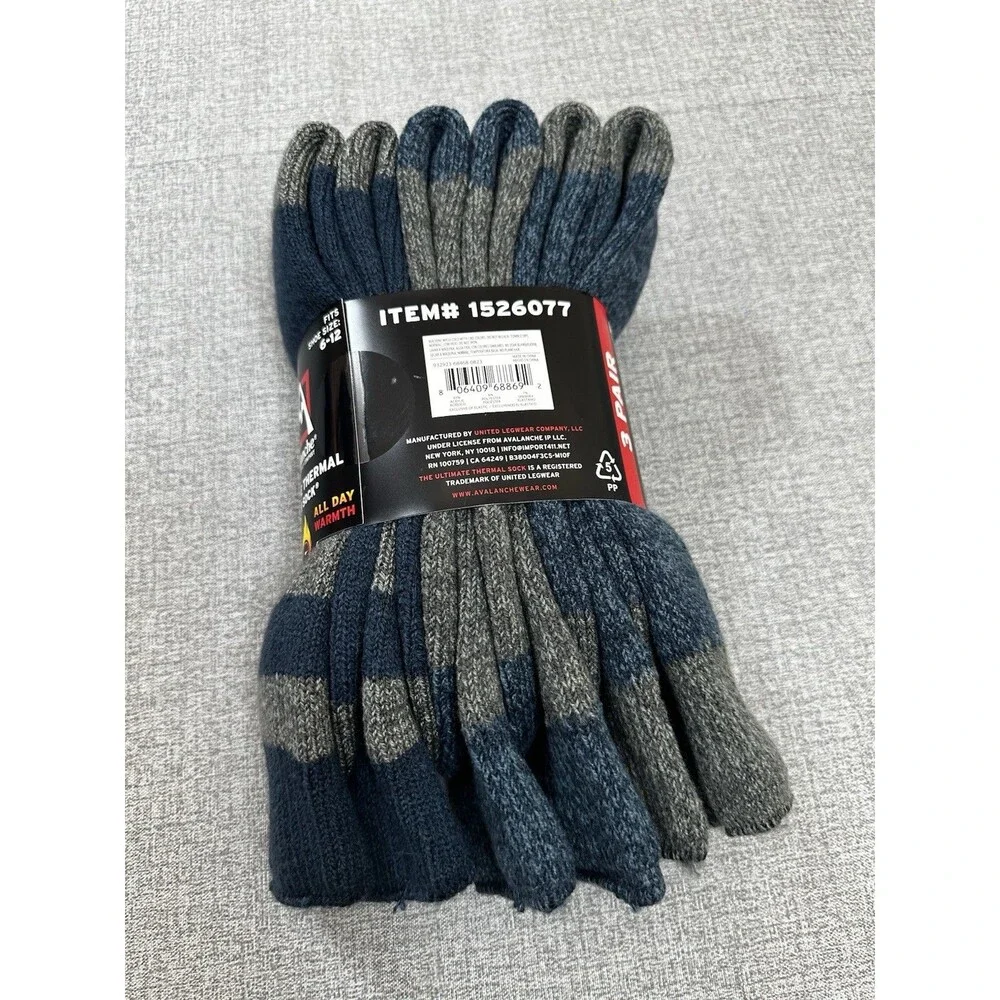 Avalanche Men's Ultimate Winter Thermal Socks  Shoe Size 6-12 3 Pairs variety